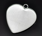 1 cabochonhållare Heart N°05 Silver
