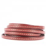 Rött kalvplatt läder 05 mm x 20 cm Sydd 1 vit tråd
