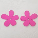 Blomma trä hänge eller kontakt 57 mm fluorescerande rosa
