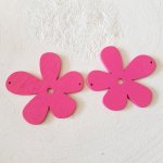 Blomma trä hänge eller kontakt 57 mm rosa