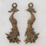 Påfågel charm i brons Metal-03 Påfågel hänge 