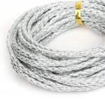 5 meter Rund flätad konstlädersladd Silver 3 mm
