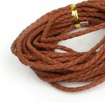 5 meter rund flätad konstlädersladd brun 3 mm