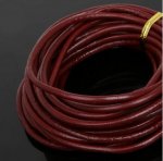 1 meter rund slät lädersladd Bordeaux 3 mm