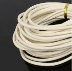 1 meter Slätt läder runt snöre Ivory 3 mm