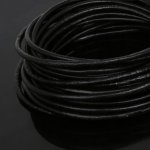1 meter Rund slät läderlina Svart 3 mm