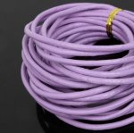 1 meter Rund slät lädersnodd Purple 3 mm