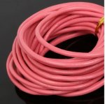 1 meter rund slät lädersladd Rose 3 mm