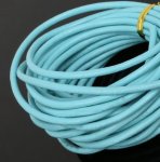 1 meter Rund slät lädersladd Turquoise 3 mm
