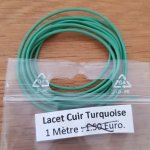 1 meter Rund slät lädersnodd Turquoise 1 mm