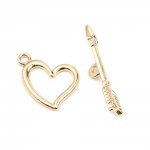 16K guldpläterade Toggle Clasps hjärta och pil design N°01