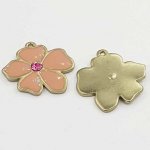Blomma metall emalj 25 mm rosa