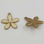 Emaljerad metallblomma 26 mm elfenben