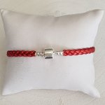 Europeiskt flätad clipsarmband 03 FRÅN 15 TILL 23 CM Röd