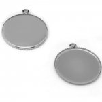 Rund cabochonhållare 18 mm Silver Antique, rostfritt stål