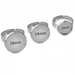 1 rund cabochonhållare med 10 mm ring Silver N°04