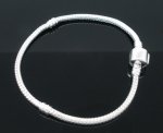 European Clip Armband 16 cm Slät lås Silverpläterad 925