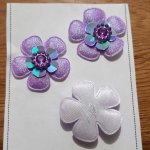 Uppsättning med 3 blommor 5 kronblad Lila tyger