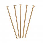 10 spikar 30 mm platt huvud 14K guldpläterade