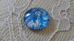 glas cabochon rund 12mm blå blomma 040 