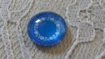 glas cabochon rund 12mm blå blomma 027 