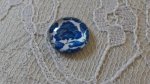 glas cabochon rund 12mm blå blomma 017 