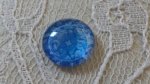 glas cabochon rund 12mm blå blomma 015 