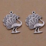 Peacock Charm i silvermetall-01 Peacock Pendant 
