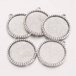 2 x 25mm silver cabochon hållare, cabochon hängare 19AS-RS 