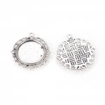 2 x 20mm silver cabochon hållare, cabochon hängande 15290AS