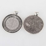 2 x 20mm silver cabochon hållare, cabochon hängare 07AS 
