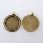 2 x 25mm brons cabochon hållare, cabochon hängare 102AB 