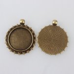 2 x 25mm brons cabochon hållare, cabochon hängare 80AB