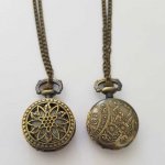 Fleur 01 Brons antik Gousset klocka med kedja
