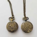 Antik brons Egypten Gusset Watch med kedja