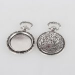 1 cabochon hållare 20mm silver fickur, cabochon hänge 74AS