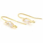 Örhängehållare N°32 18K Guldpläterad krok och transparent Strass