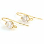 Örhängehållare N°34 18K guldpläterad krok och transparent Strass