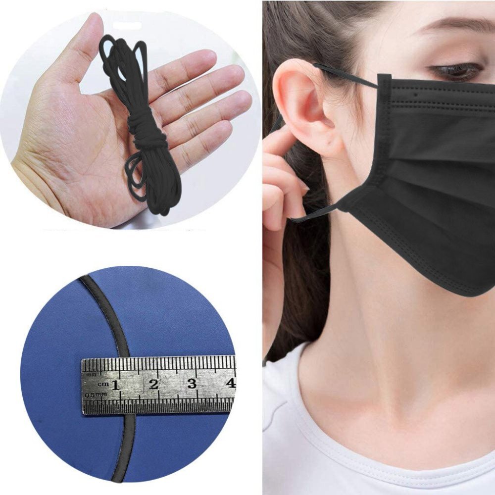 Elastisk mask Polyester rund 2,5 mm Svart