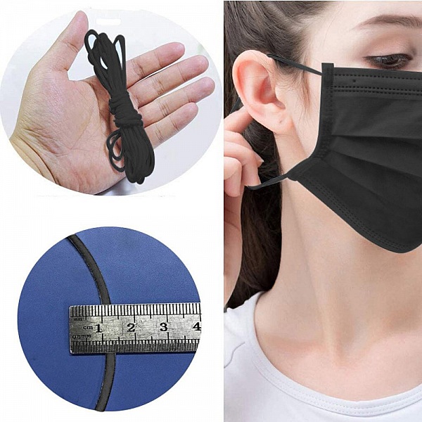 Elastisk mask Polyester rund 2,5 mm Svart