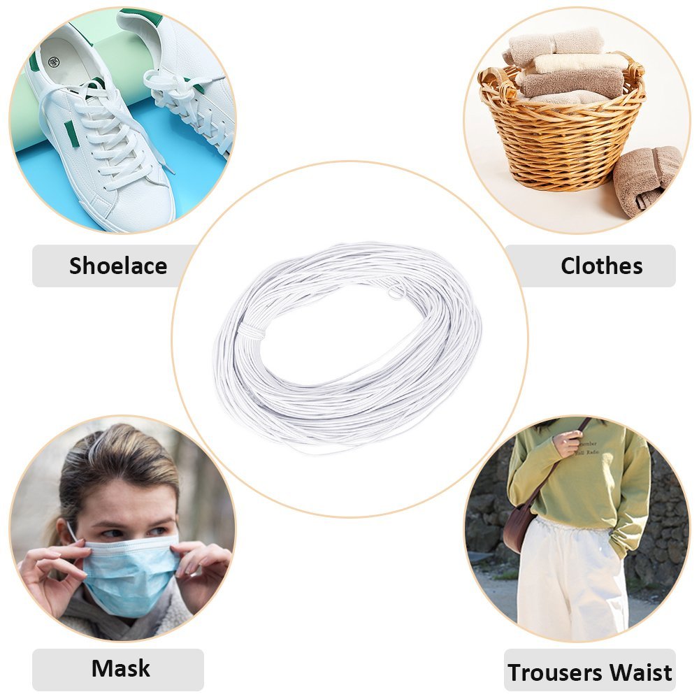 Elastisk mask rund 2,5 mm Vit till 10 cm