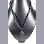 Collier cuir et pierre de lave