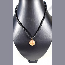 Collier cuir et médaillon verre de Murano