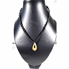 Collier cuir et médaillon goutte verre de Murano