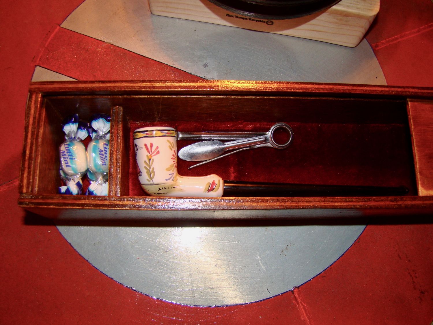 Vintage pipe box med pipa