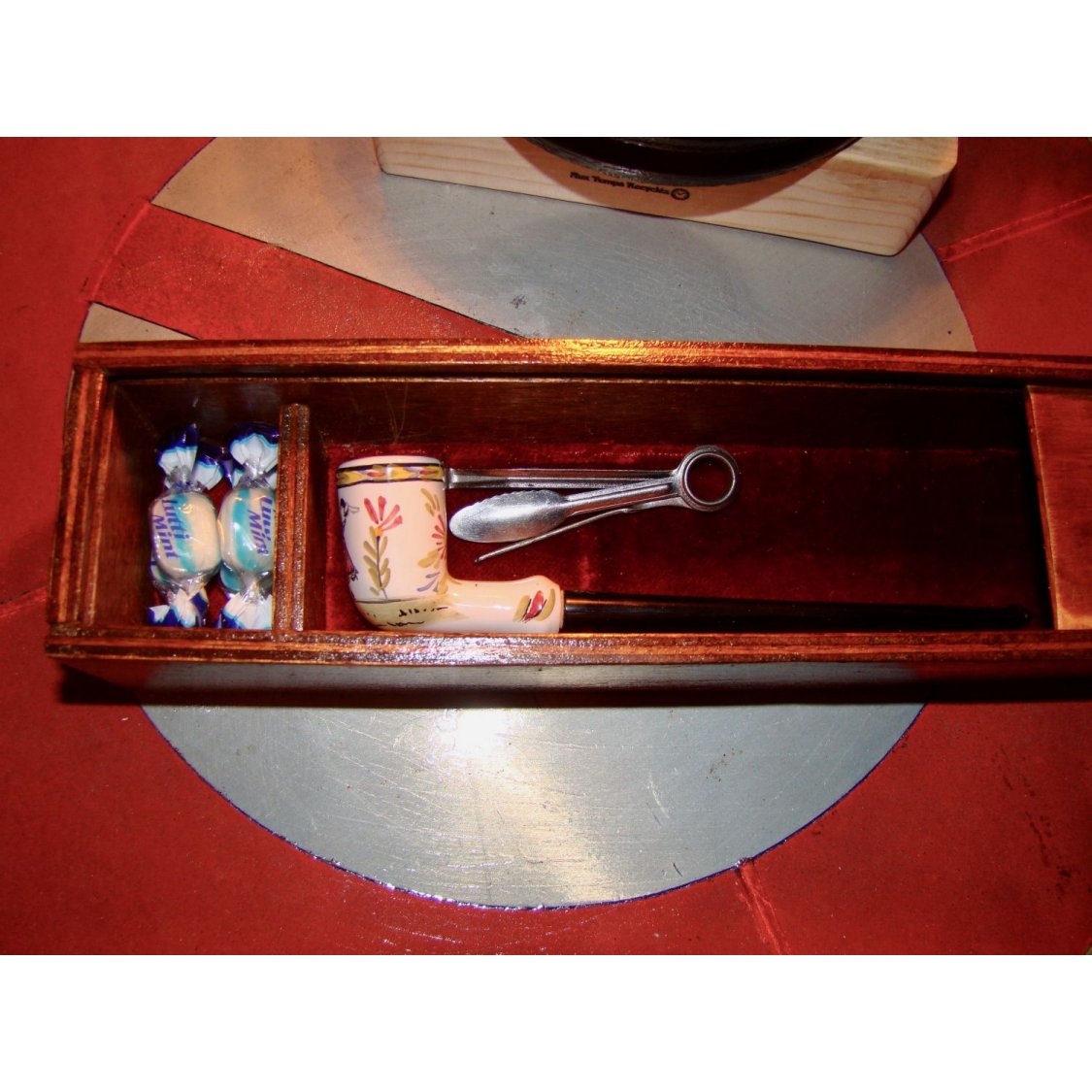 Vintage pipe box med pipa