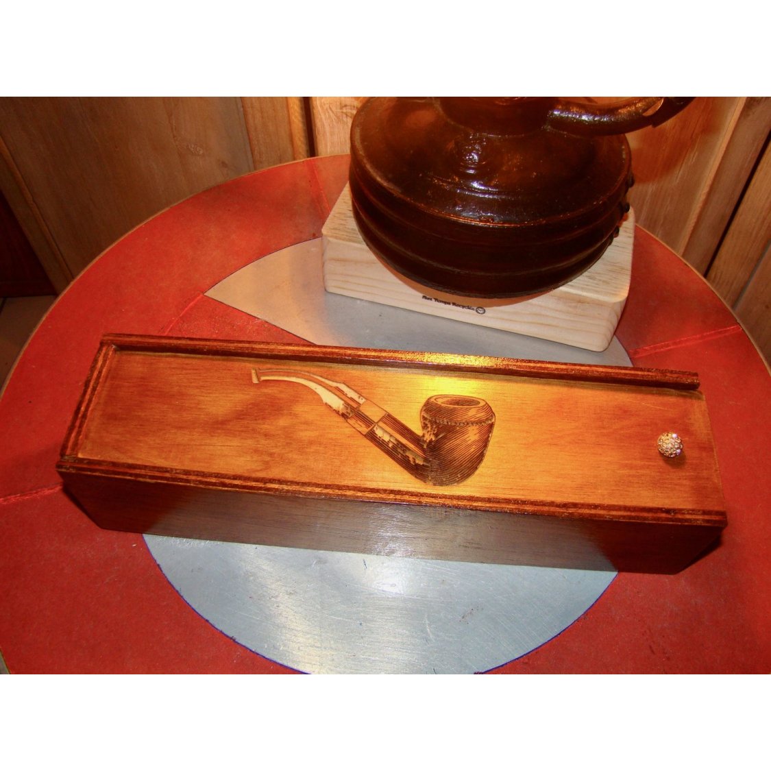 Vintage pipe box med pipa