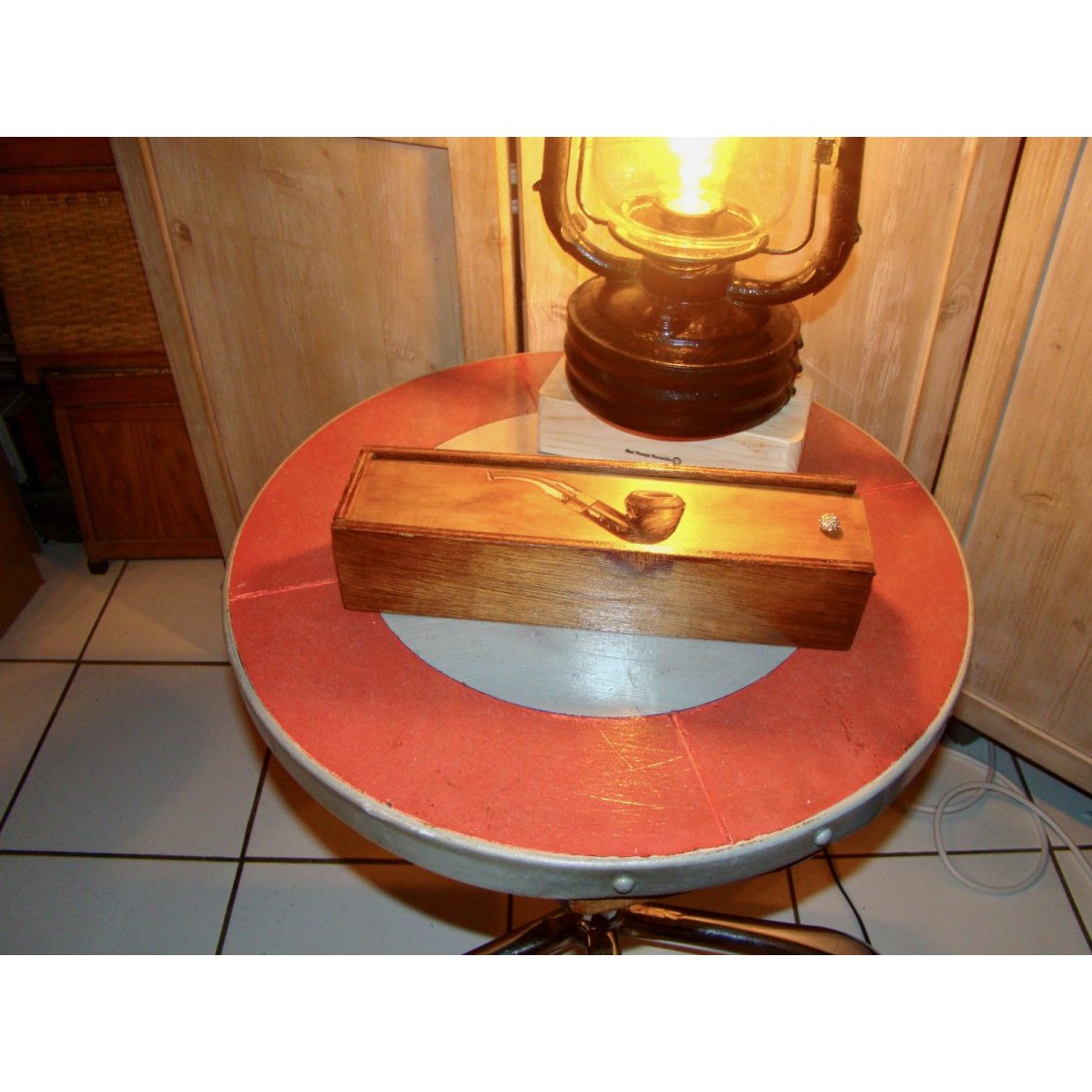 Vintage pipe box med pipa