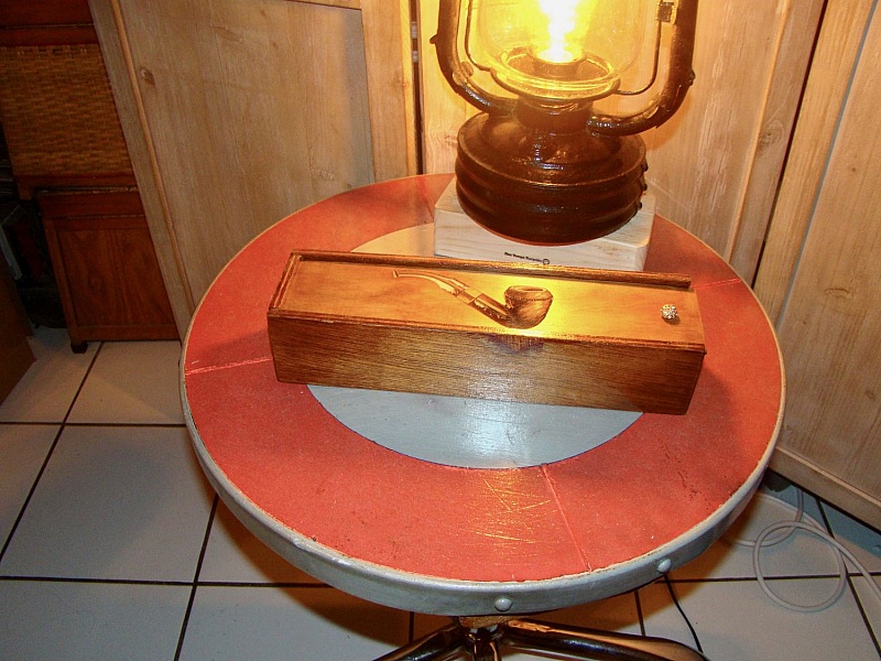 Vintage pipe box med pipa