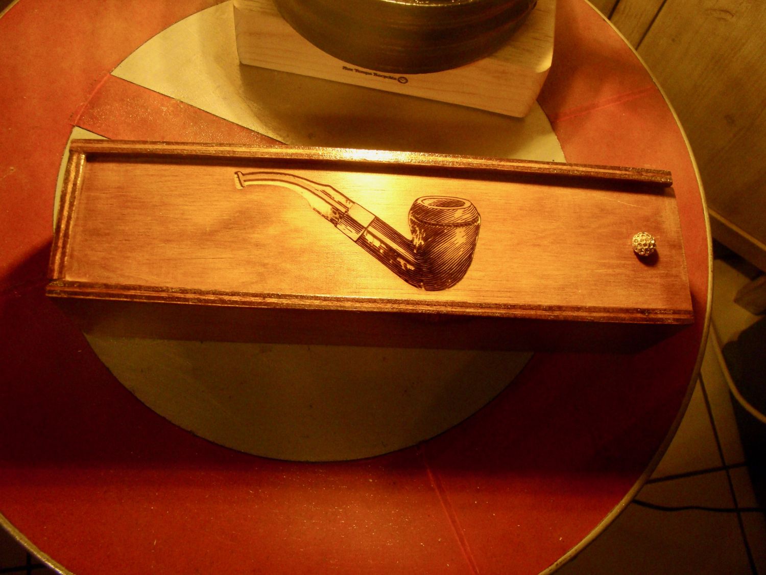 Vintage pipe box med pipa